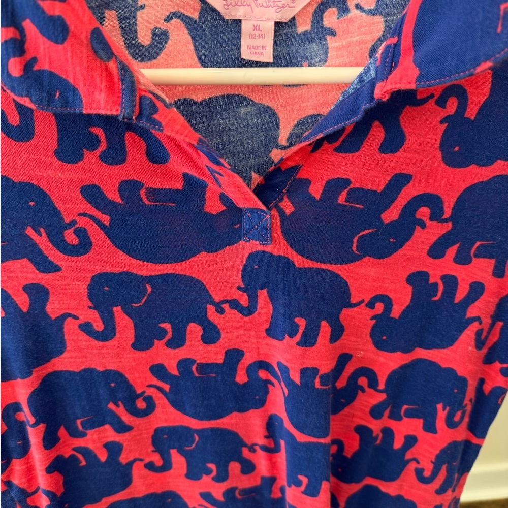 Lilly Pulitzer Elephant Print Top - Red and Blue